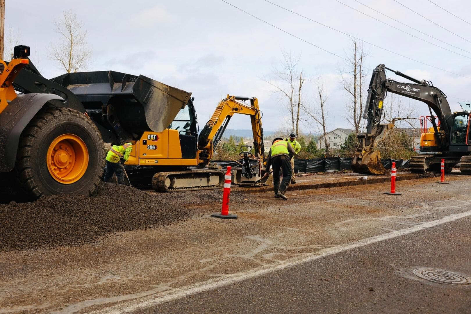 Civil West Construction crew and equipment on job site